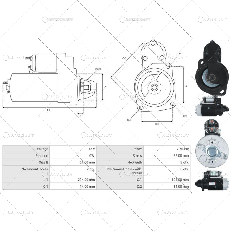 ELECTROMOTOR 12 V - 3.4 kW - 9 Z MWM, FENDT, CARRARO, LOMBARDINI, GOLDONI, HANOMAG, LOMBARDINI, STEYR, SLANZI [5]
