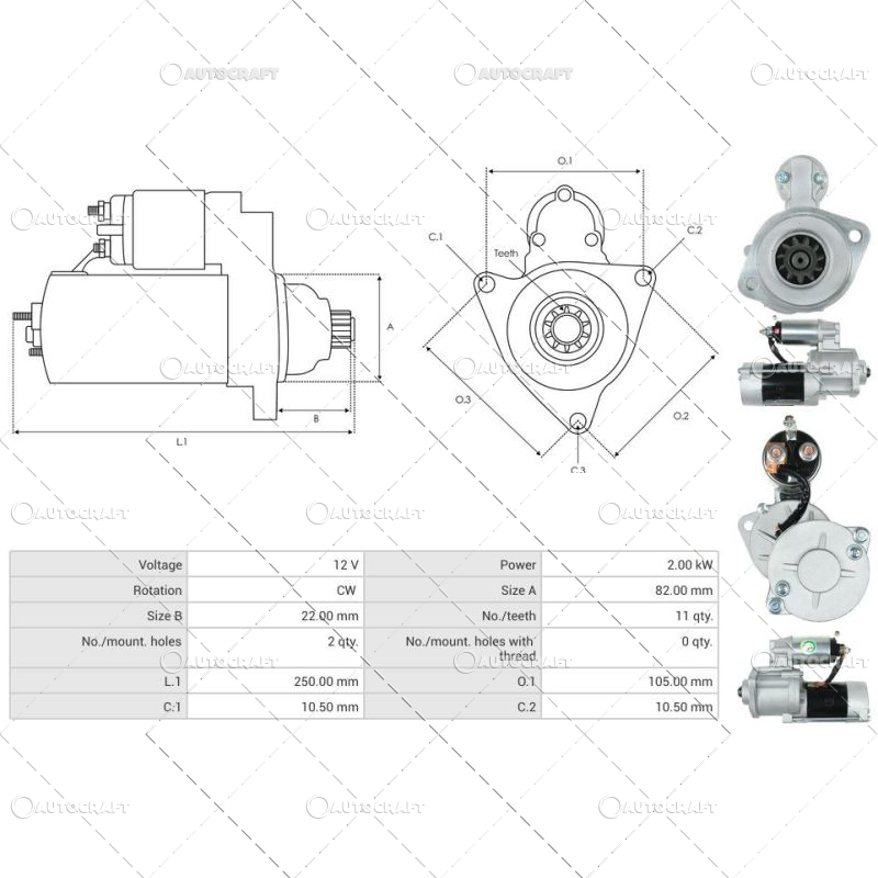 ELECTROMOTOR MITSUBISHI STIVUITOR, TRACTORAS 12V - 2.0 kW - 11Z [5]
