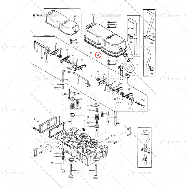 GARNITURA CAPAC CULBUTORI TREI PISTOANE MASSEY FERGUSON [2]
