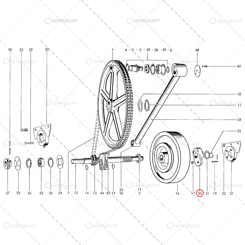 LAGAR FULIE PISTON PRESA BALOTI WELGER AP40, AP41 Z=22 [2]