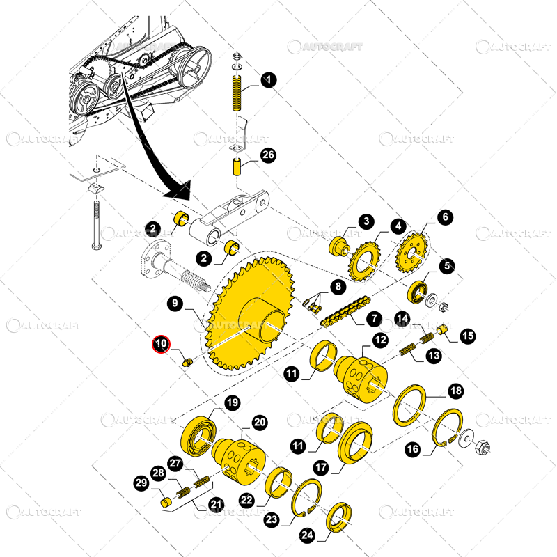 PINION HEADER GRAU Z=58 VARIFEED COMBINA NEW HOLLAND, CASE IH [2]