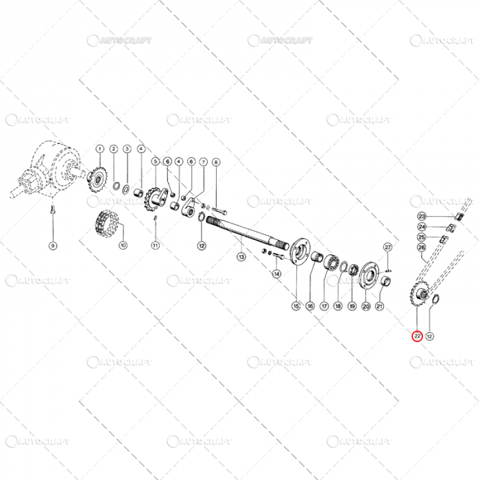 PINION LANT CU ROLE ANTRENARE CUTIE PRESA CLAAS [2]