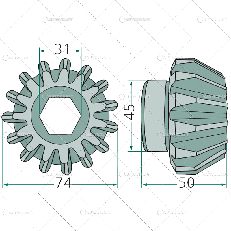 PINION Z=15 GRUP GREBLA ROTATIVA FELLA [2]