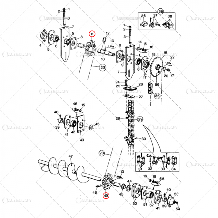 PINION Z=9 DINTI Ø 30 MM GRUP BUNCAR INCARCARE CEREALE NEW HOLLAND [3]
