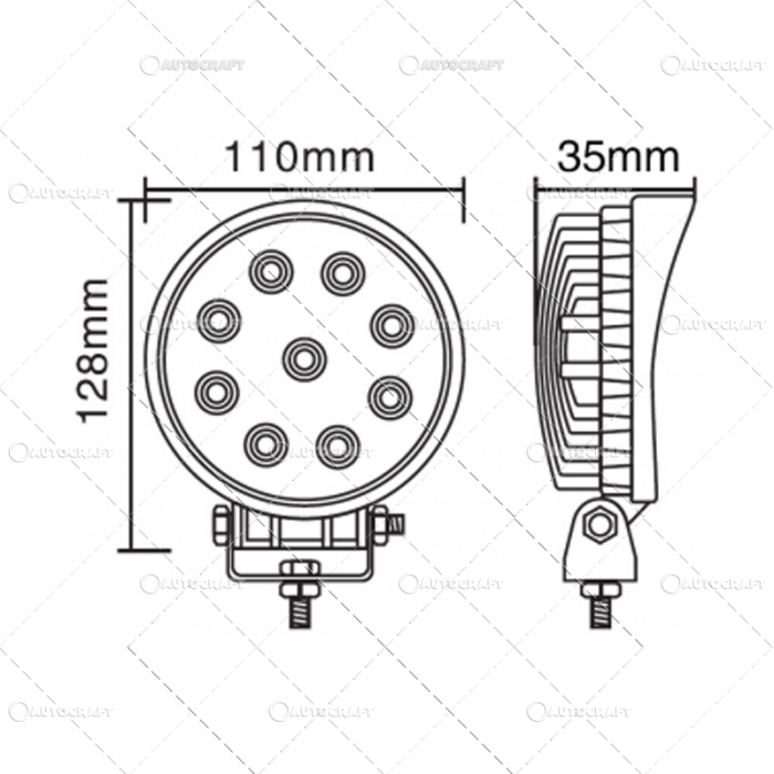 PROIECTOR LAMPA LED ROTUNDA 9*3W 12-24V, 1620LM, SPOT [2]