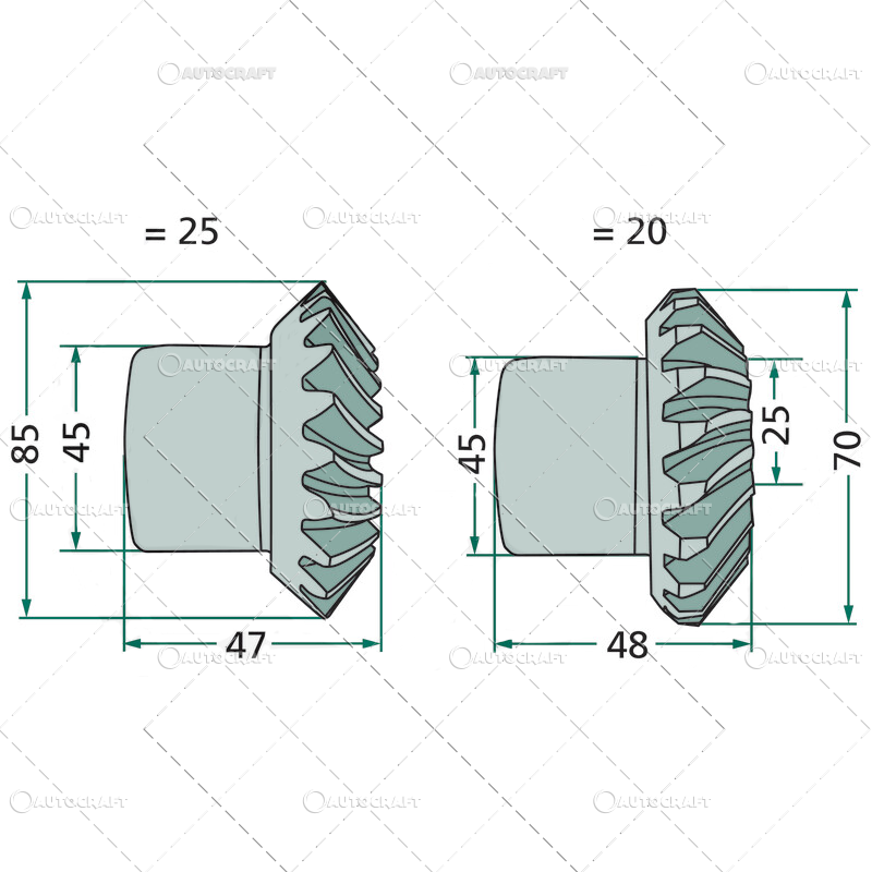 SET PINIOANE ELICOIDALE GRUP COASA FELLA KM Z=25, Z=20 [2]