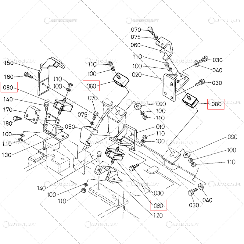 TAMPON AMORTIZOR BLOC MOTOR MINIEXCAVATOR KUBOTA KX, U [3]