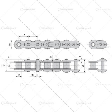 Lant cu role 04A (04C) - *03C (*15) LANT CU ROLE / ml PAS 4.76 mm