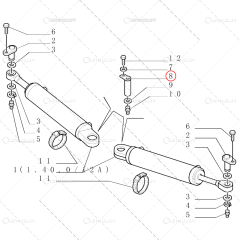BOLT CILINDRU DIRECTIE NEW HOLLAND, CASE IH, FIAT, STEYR, FORD, Ø 20 x 25 mm - L 107 mm [1]