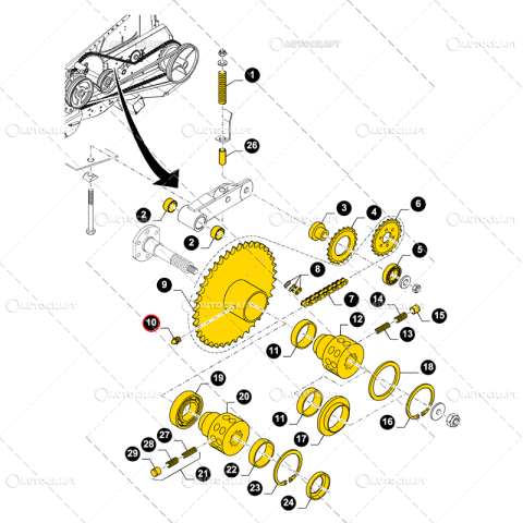 PINION HEADER GRAU Z=58 VARIFEED COMBINA NEW HOLLAND, CASE IH [1]