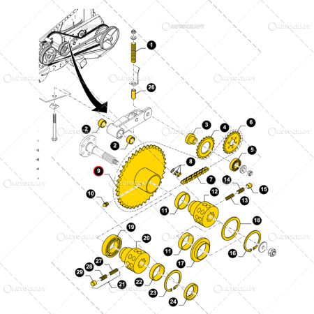 PINION COMPLET HEADER GRAU Z=58 VARIFEED COMBINA NEW HOLLAND, CASE IH [1]