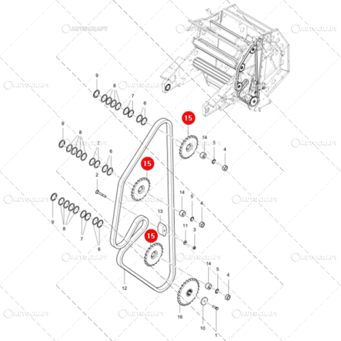 PINION TAMBURI PRESA BALOTI MASSEY FERGUSON Z=22, P=25.4 MM [1]