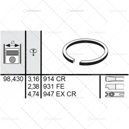 3210 - SEGMENTI MOTOR Ø 98.42 MM CASE IH