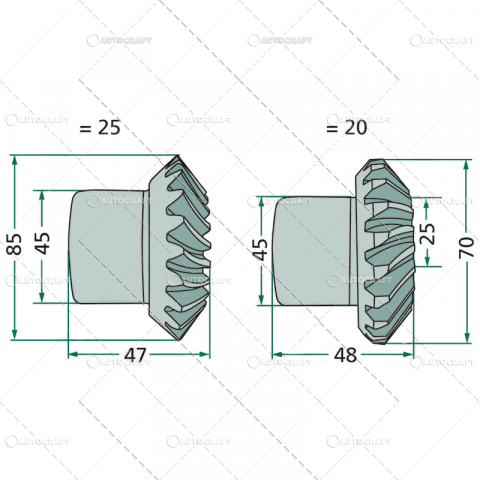 SET PINIOANE ELICOIDALE GRUP COASA FELLA KM Z=25, Z=20 [1]