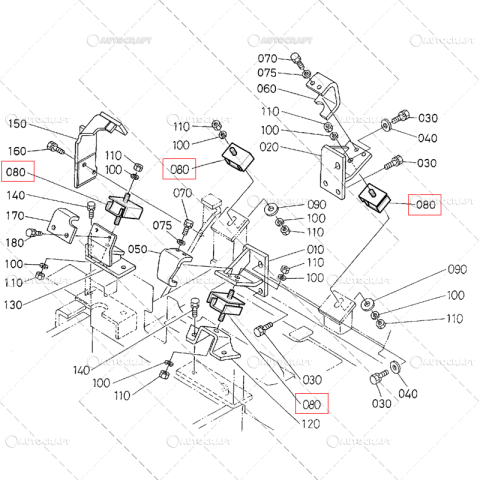 TAMPON AMORTIZOR BLOC MOTOR MINIEXCAVATOR KUBOTA KX, U [2]