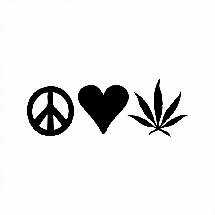 STICKER PEACE LOVE WEED [1]