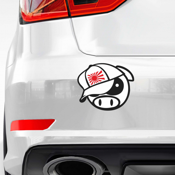 STICKER JDM PIG WITH HAT [1]