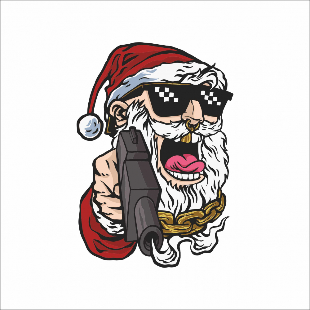 STICKER SANTA WITH A GUN [1]