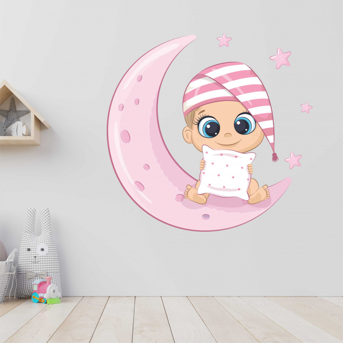 STICKER PERETE BABY GIRL ON MOON [1]