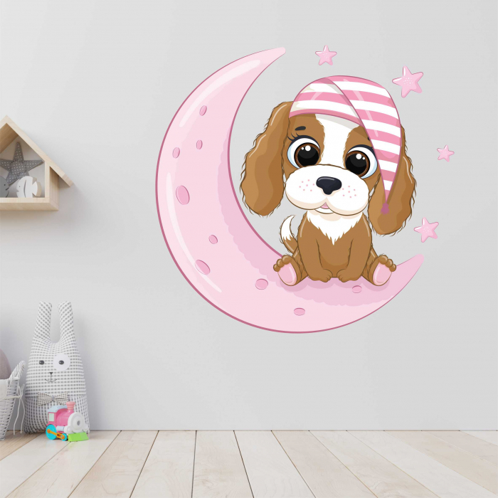 STICKER PERETE BABY DOG ON MOON [1]