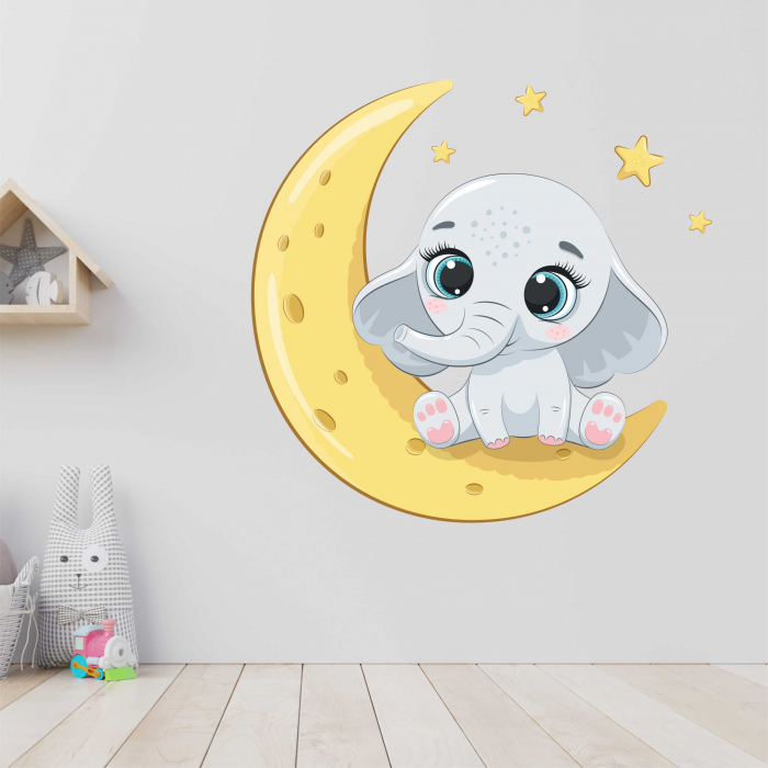 STICKER PERETE BABY ELEPHANT ON MOON [1]