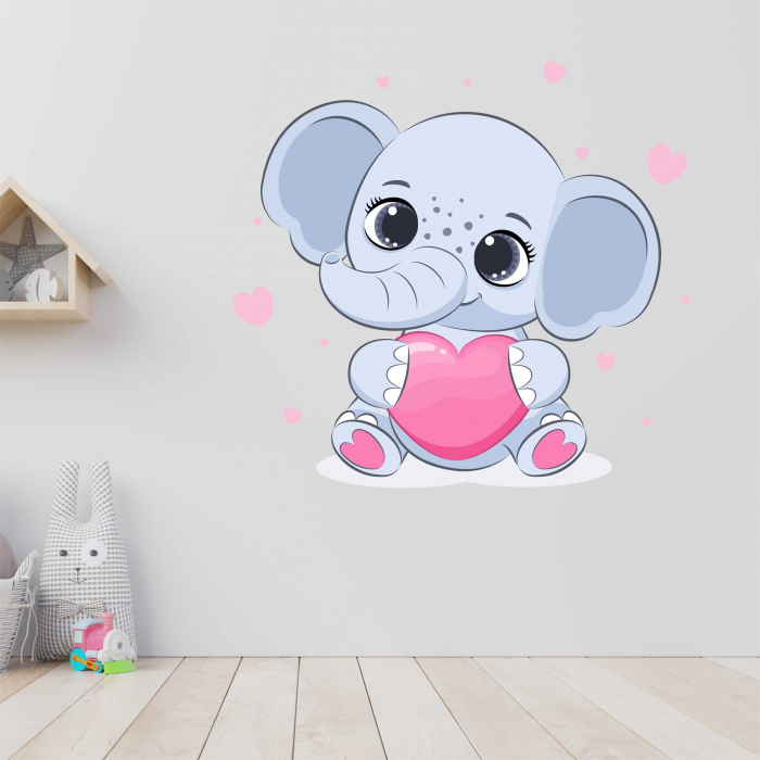 STICKER PERETE ELEFANT CU INIMIOARA V2 [1]