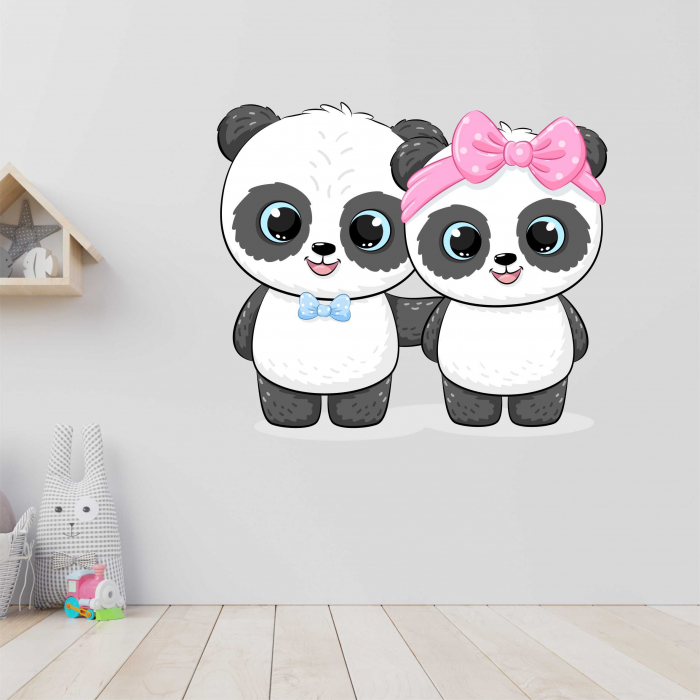 STICKER PERETE PANDA BAIETEL SI FETITA [1]