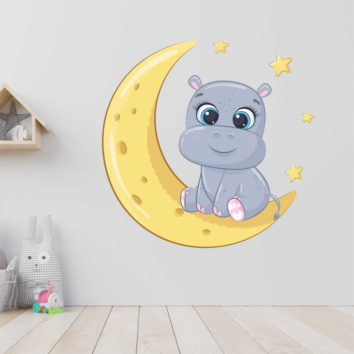 STICKER PERETE BABY HIPPO ON MOON [1]