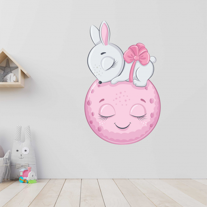 STICKER PERETE IEPURAS SI LUNA DORMIND [1]