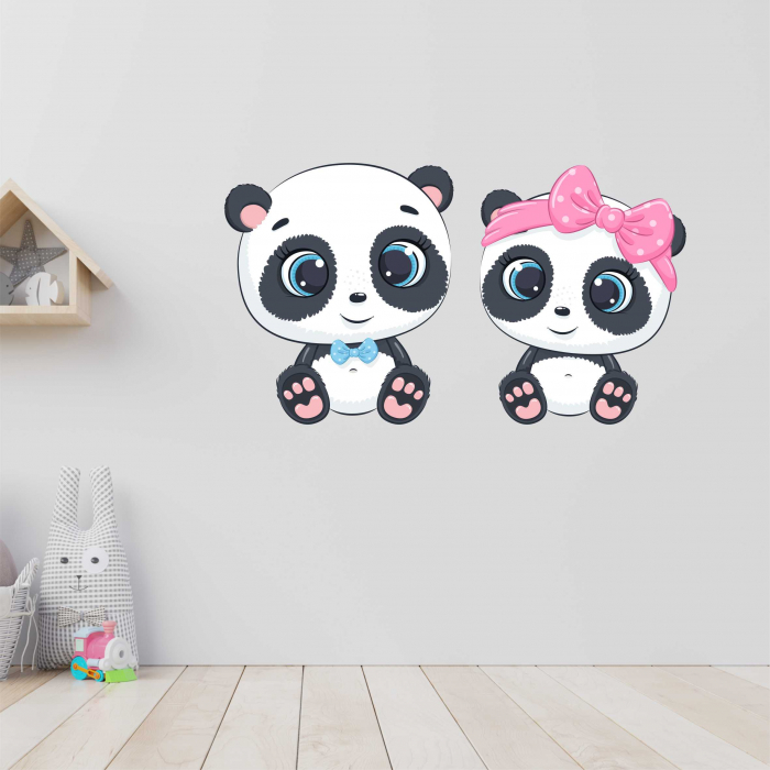 STICKER PERETE PANDA BAIETEL SI FETITA [1]