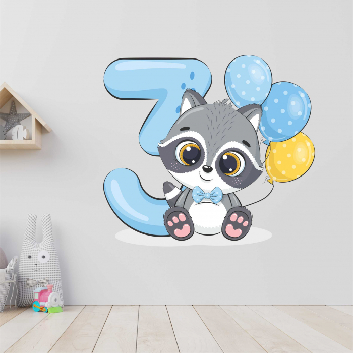 STICKER PERETE RATON CU CIFRA 3 [1]