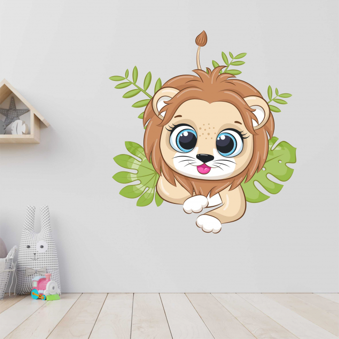 STICKER PERETE LEU CU FRUNZE V2 [1]