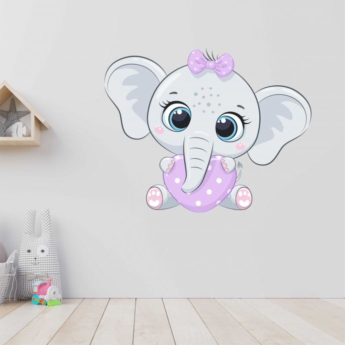 STICKER PERETE ELEFANT CU INIMIOARA V3 [1]