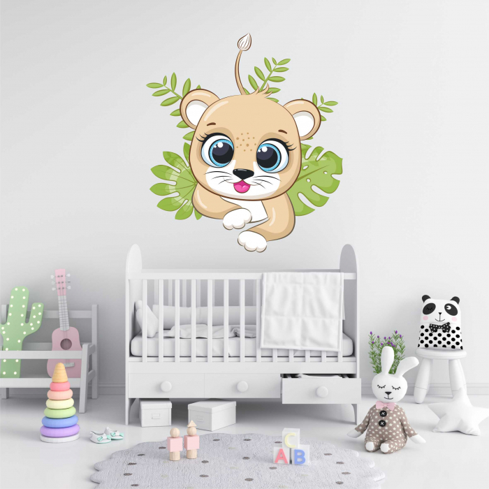 STICKER PERETE LEU CU CASTI [2]
