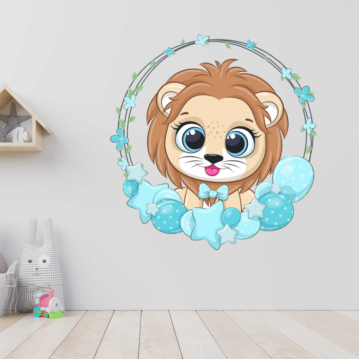 STICKER PERETE LEU CU BALOANE [1]
