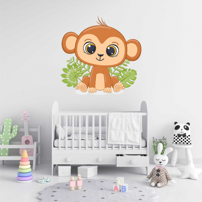 STICKER PERETE MAIMUTA CU FRUNZE [1]