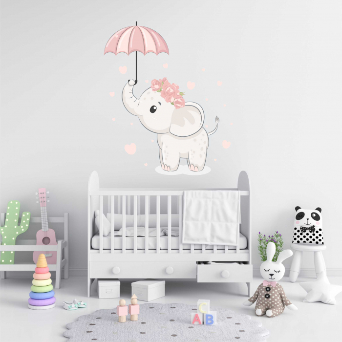 STICKER PERETE ELEFANT CU UMBRELA [1]