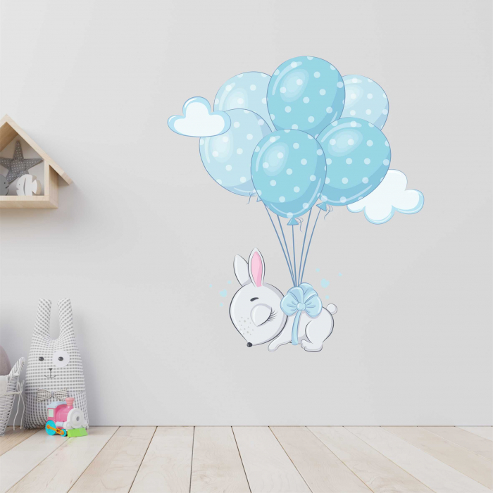 STICKER PERETE IEPURAS CU BALOANE [1]