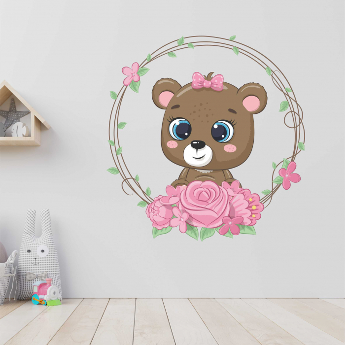 STICKER PERETE URSULET CU FLORI [1]