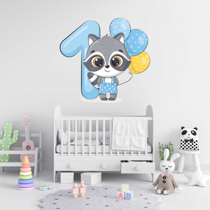STICKER PERETE RATON CU CIFRA 1 [1]