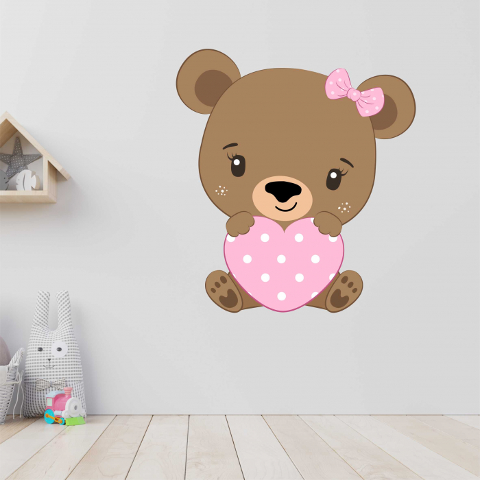 STICKER PERETE URSULET CU INIMIOARA [1]