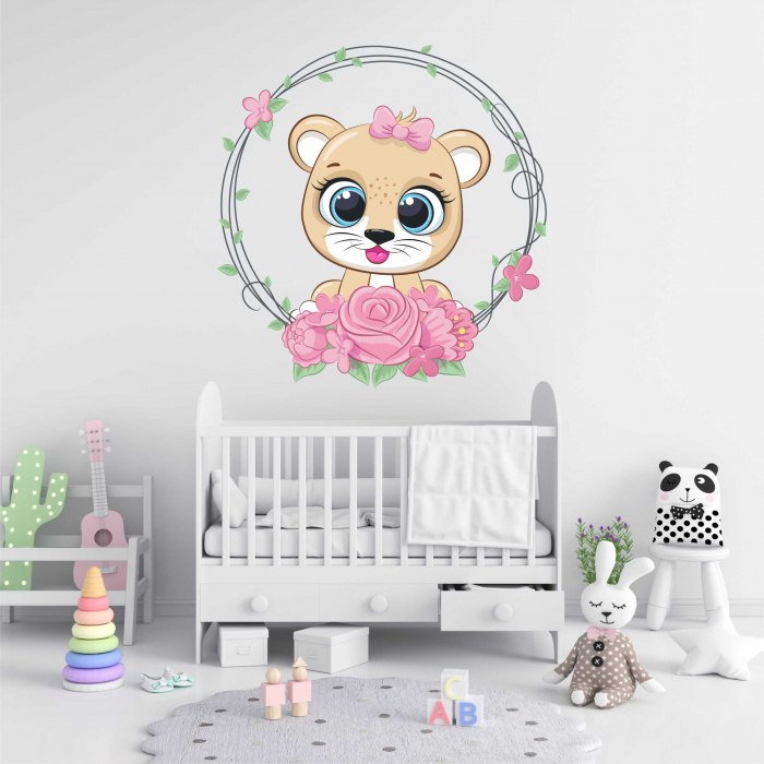 STICKER PERETE LEU CU FLORI [1]