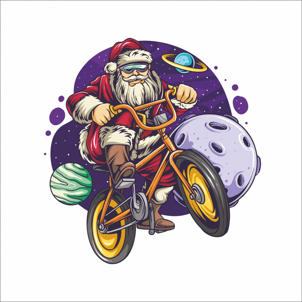 STICKER SANTA CLAUS RIDING BIKE [1]