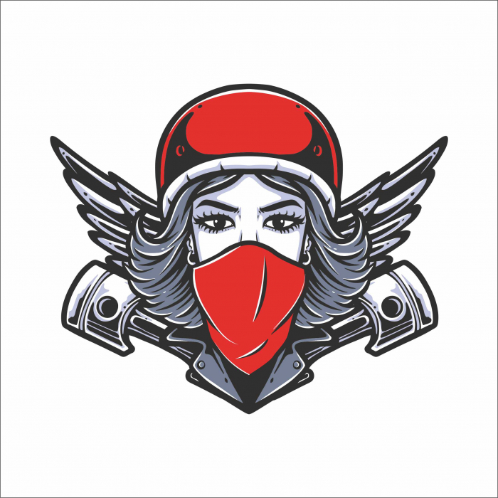 STICKER RETRO BIKER GIRL [1]