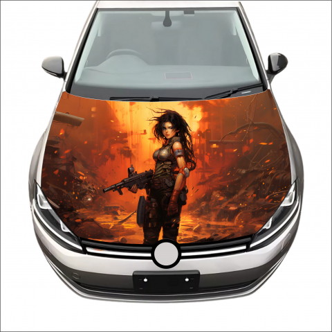 STICKERE MARI - AUTOCOLANT CAPOTĂ GIRL FIGHTER