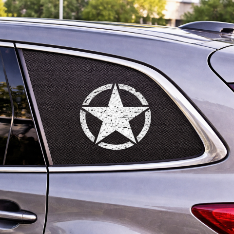 STICKERE GEAM MIC - AUTOCOLANT CU GĂURELE -WINDOWS GRAFIC  ARMY STAR