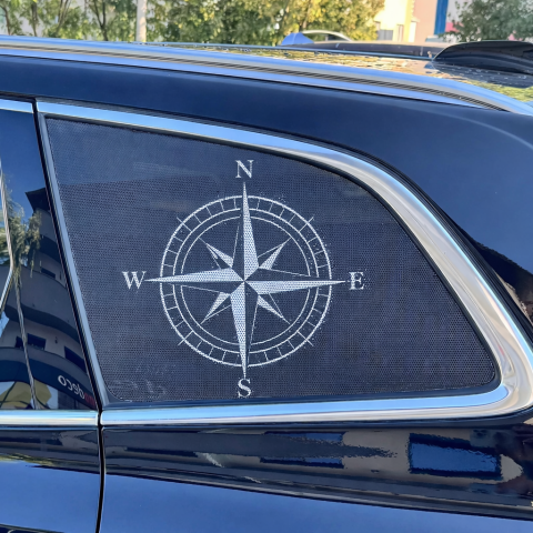 STICKERE GEAM MIC - AUTOCOLANT CU GĂURELE -WINDOWS GRAFIC  OFF ROAD BUSOLA