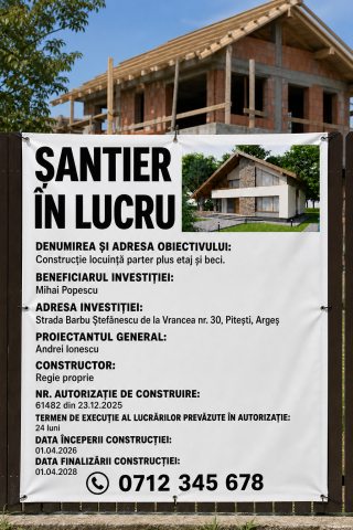PLACUTE INFORMATIVE - PANOU/BANNER SANTIER IN LUCRU