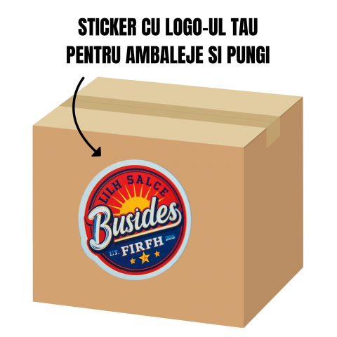 PRODUSE PERSONALIZATE FIRME - SET 100 DE STICKERE AMBALAJE 5 CM DIAMETRU