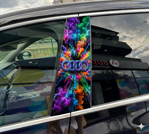 STICKERE STALPI - SET 2 STICKERE PENTRU STALPI AUDI COLOR